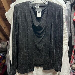 Xscape Black Glittery Tank & Jacket set